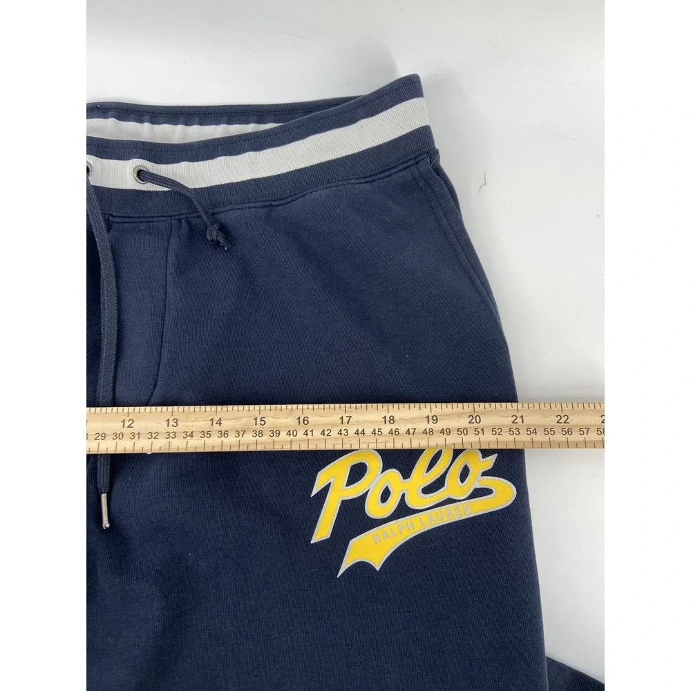 Polo Ralph Lauren Pants Mens Large Blue Logo Jogger Sweatpants Stripe Athletic‎